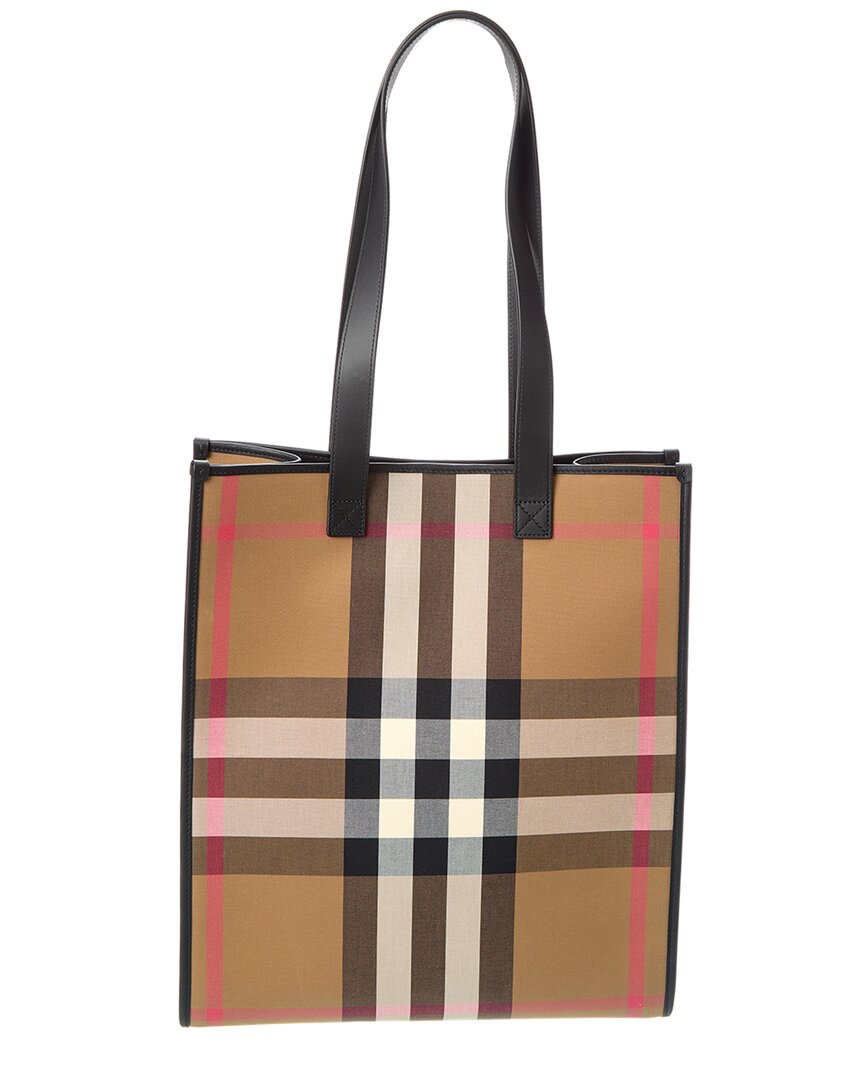Burberry Medium Check Canvas & Leather Tote