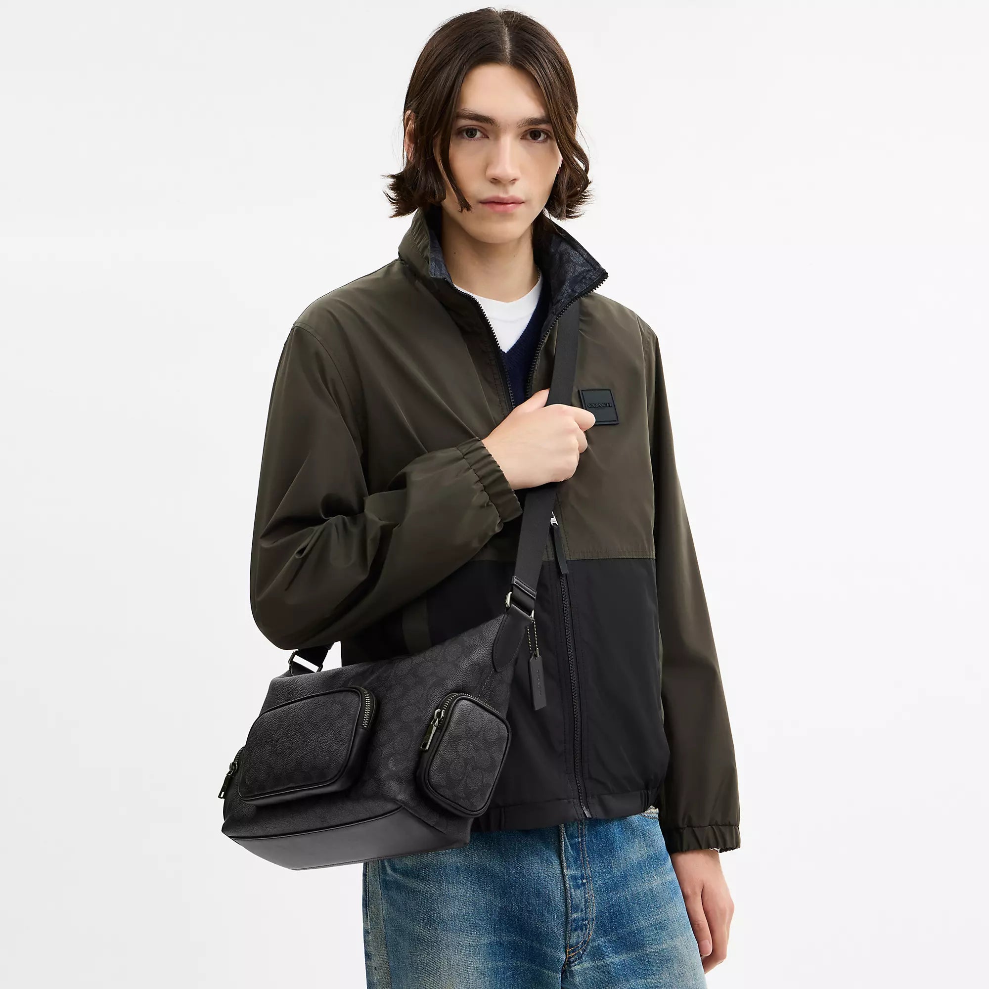 Coach Finn Crossbody Bag With Pockets In Signature Canvas