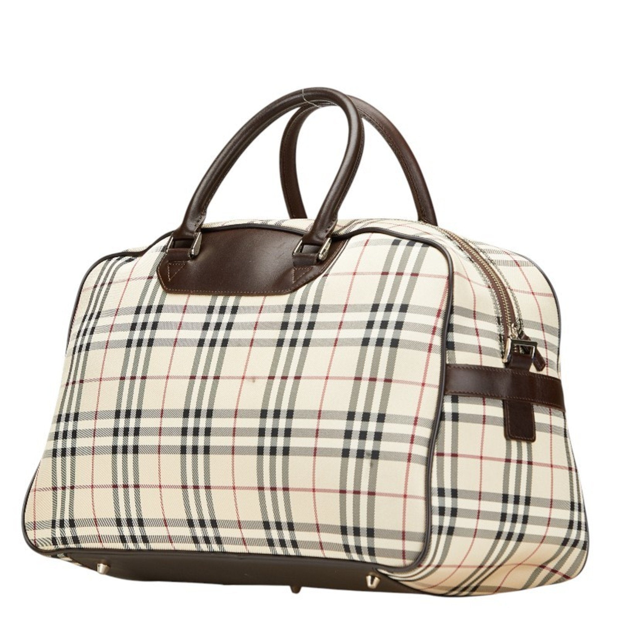 Burberry Canvas Leather Boston Bag Shoulder Bag (Pre-Owned)