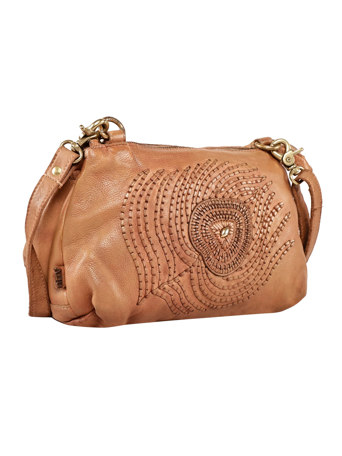 Art N Vintage Handcrafted Cognac Leather Crossbody Sling Bag