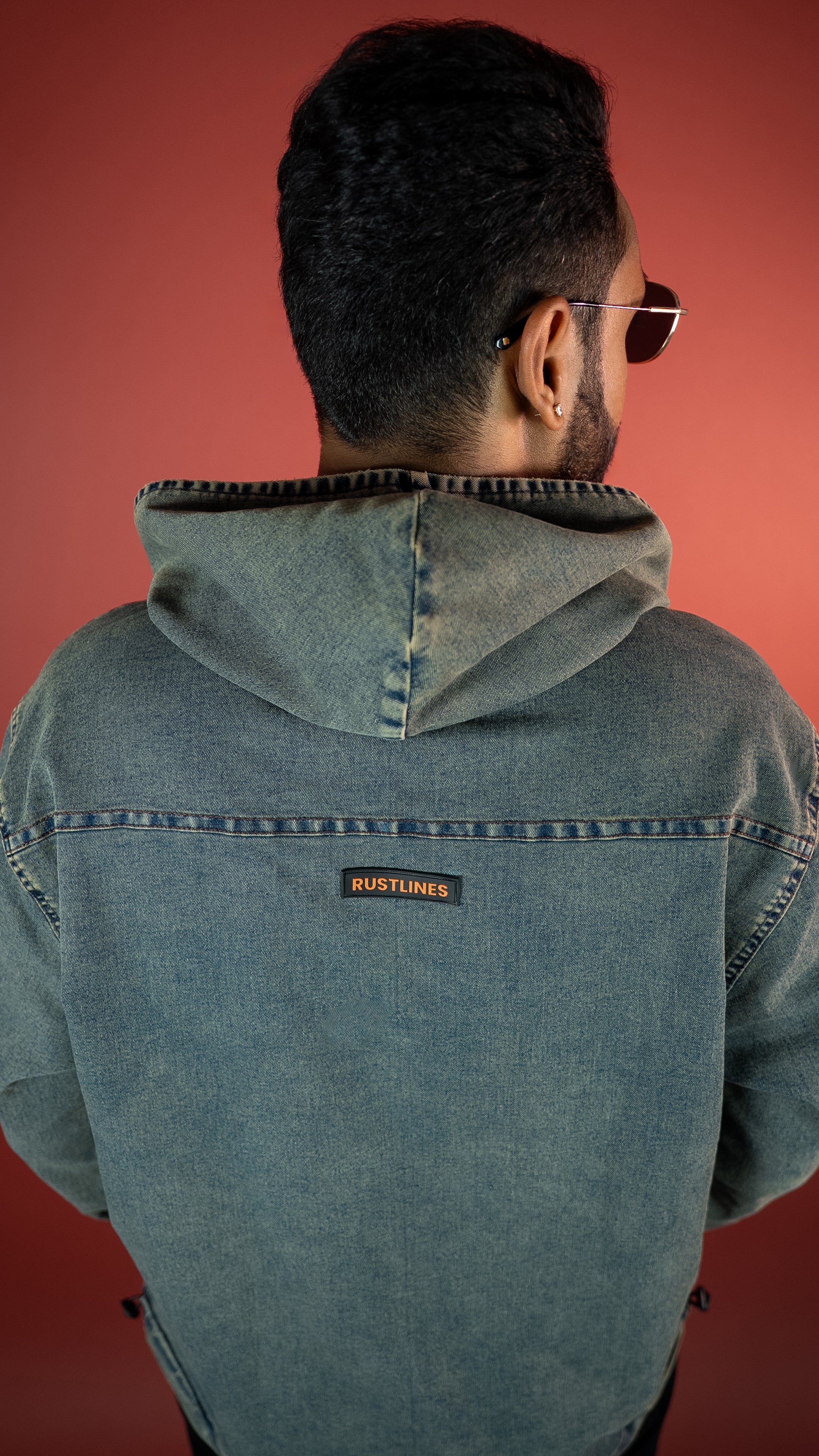 ACID WASH DENIM MEN'S HOODIE