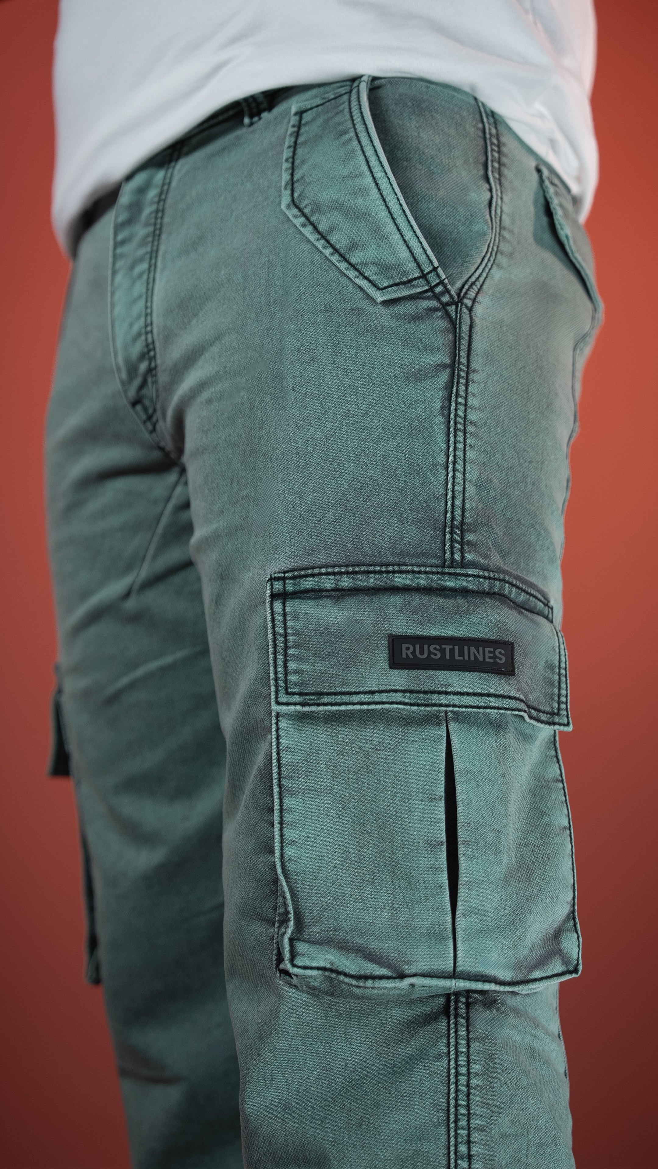 GREEN DENIM MEN'S CARGO