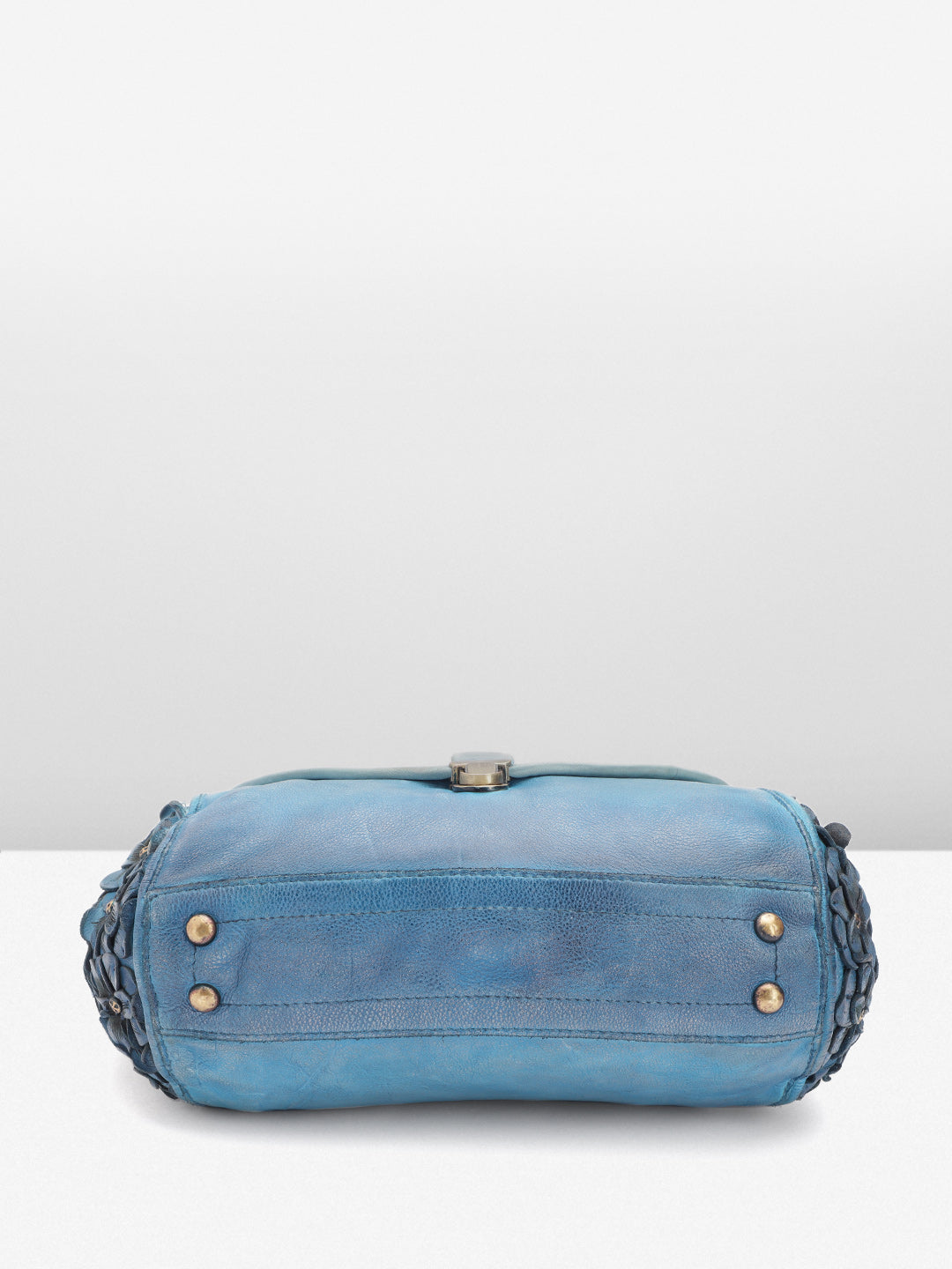 Azure Aster Elegance: Blue Leather Crossbody for Effortless Style