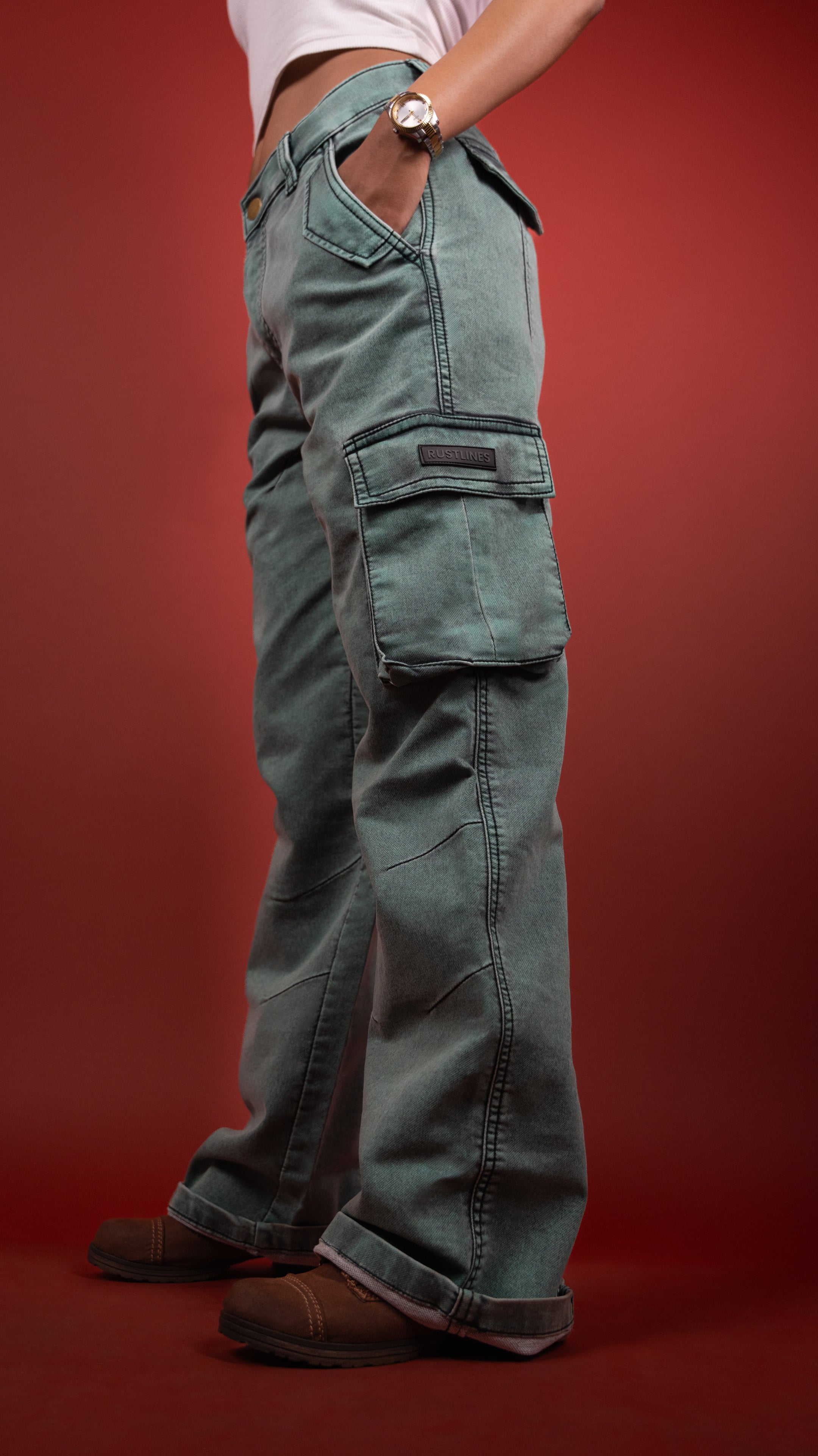GREEN DENIM WOMEN'S CARGO
