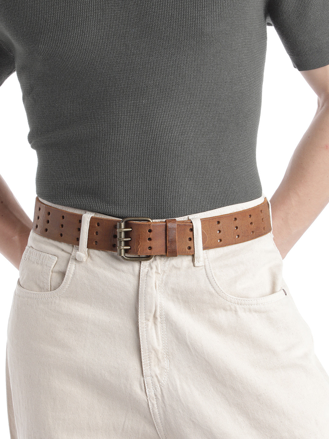 Perforated Leather Belt by Art N Vintage