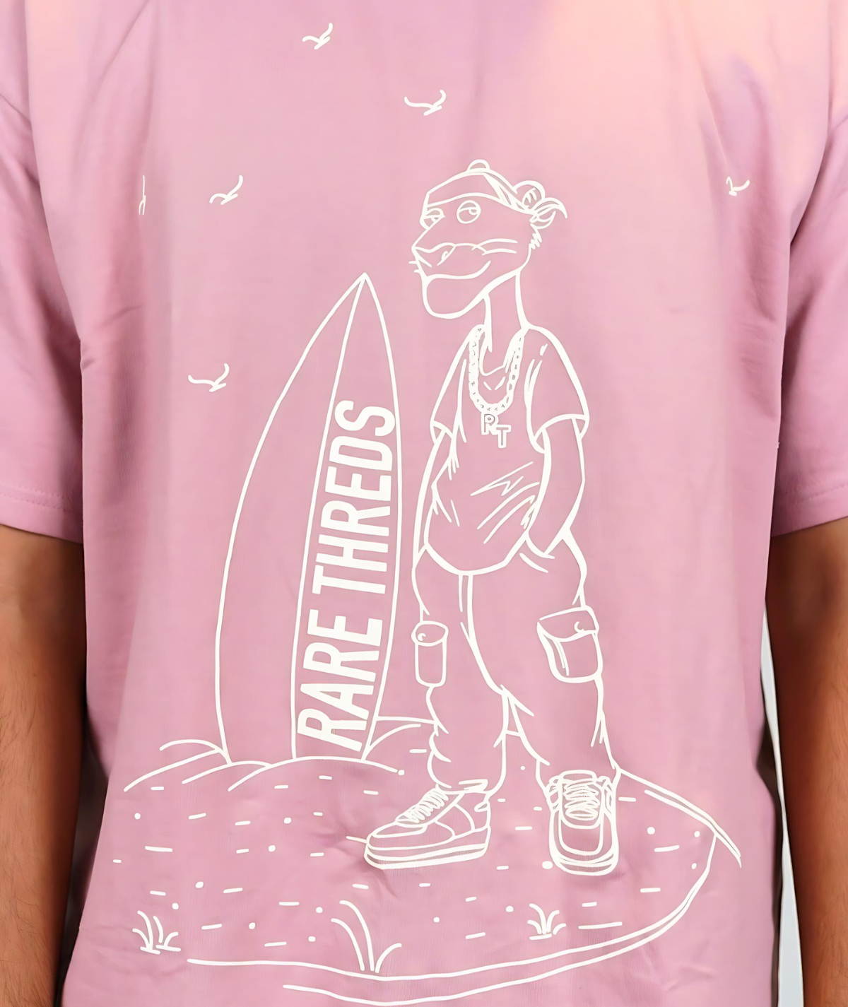 Pink Oversized Round Neck T-shirt