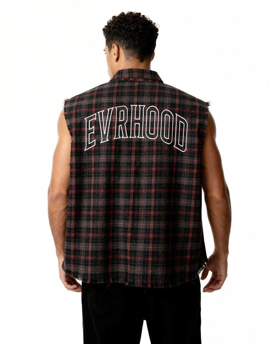 Shredded Checks - Bloodline Grid - Evrhood shredded sleeveless check shirt
