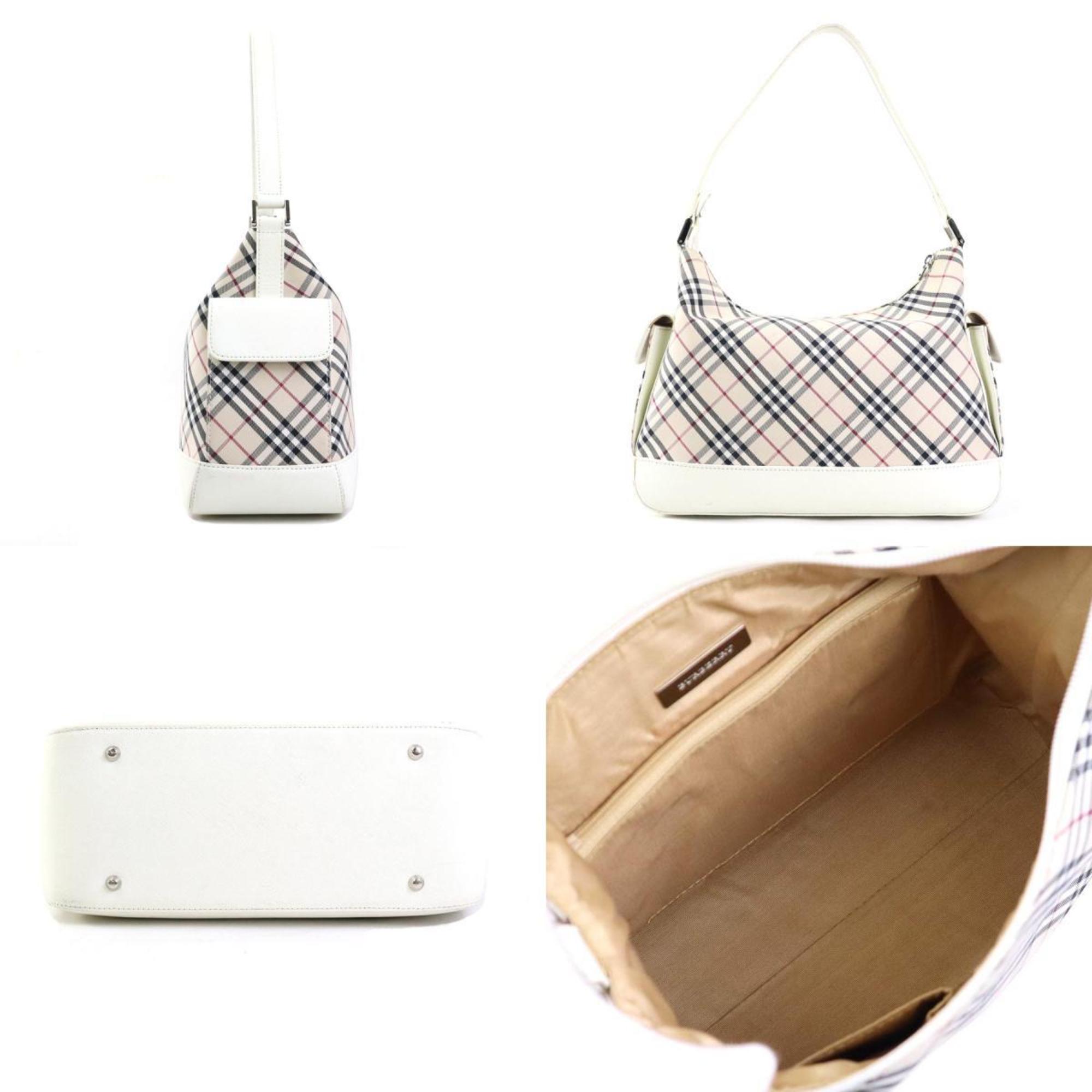 Burberry ivory Leather Nylon Canvas Shoulder Bag (Pre-Owned)