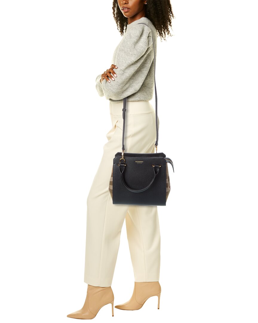 Burberry Banwell Small Check Canvas & Leather Satchel