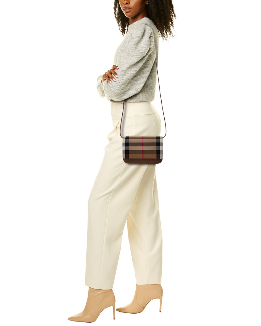 Burberry Check Canvas & Leather Shoulder Bag