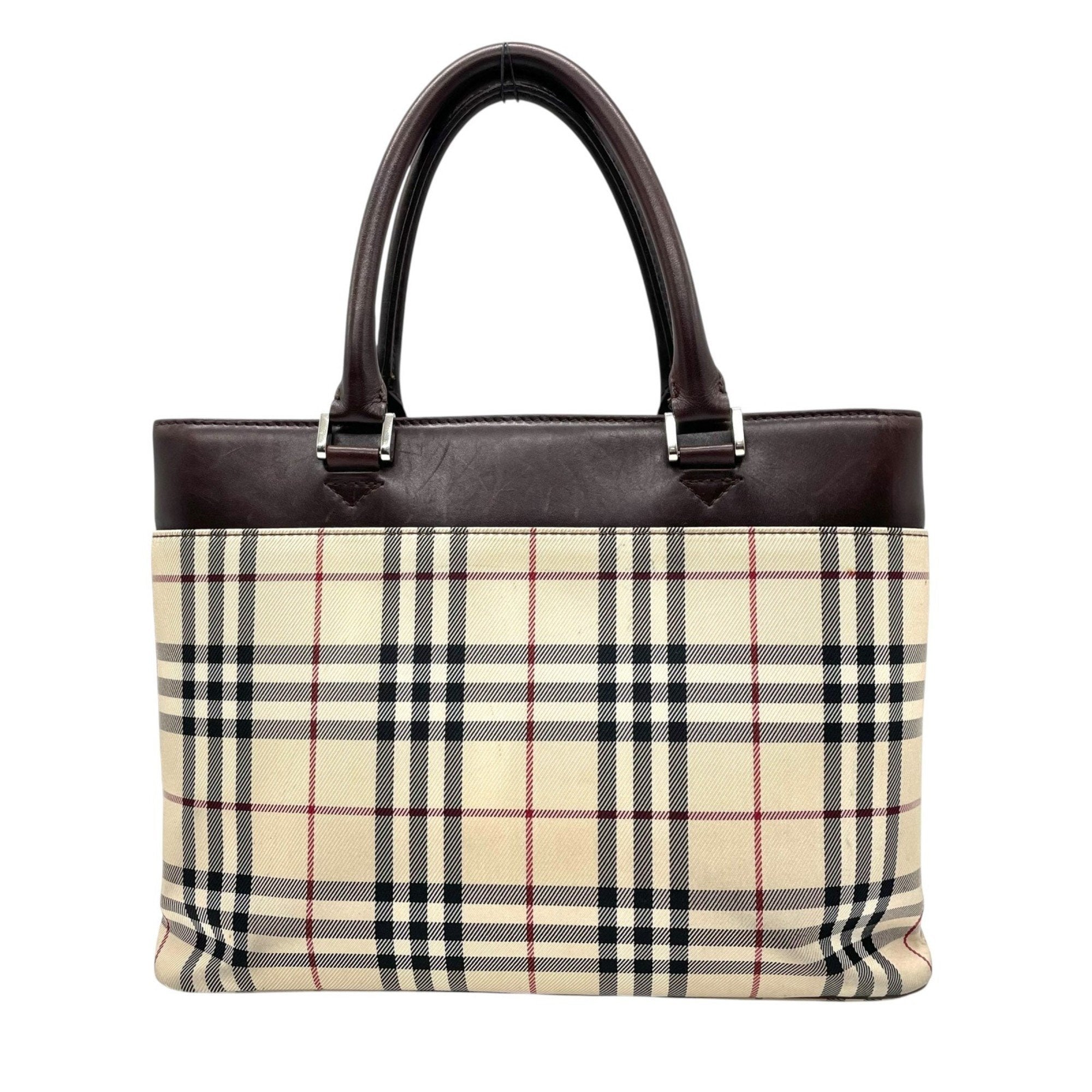 Burberry  Canvas Leather Handbag Tote Bag (Pre-Owned)
