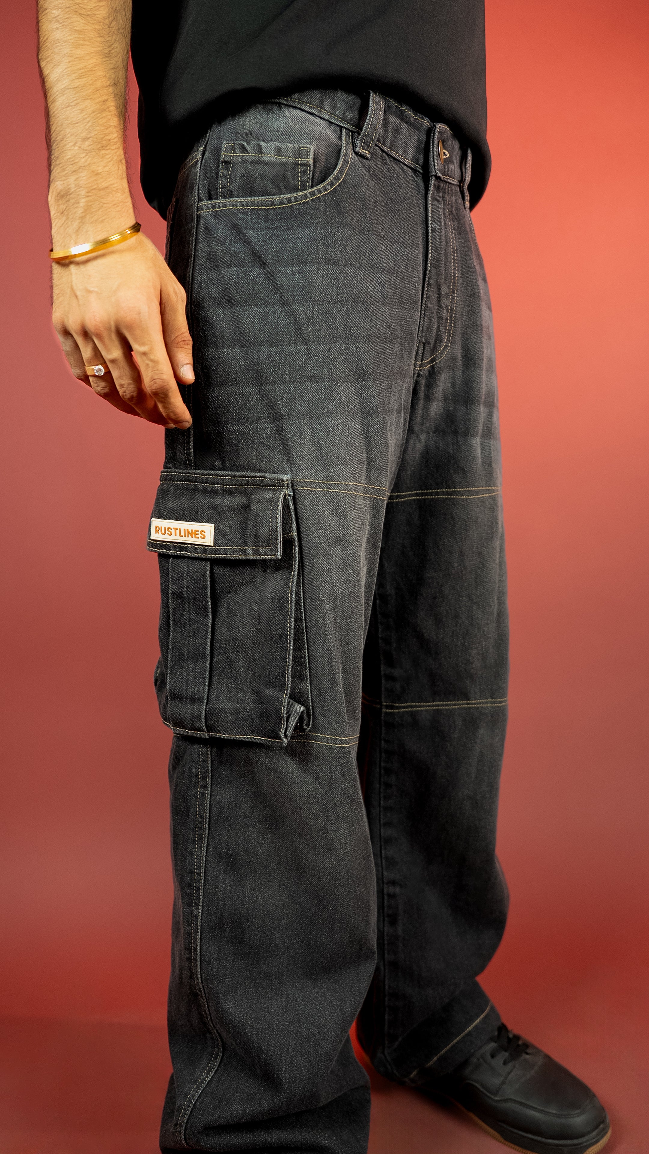 BLACK DENIM MEN'S CARGO
