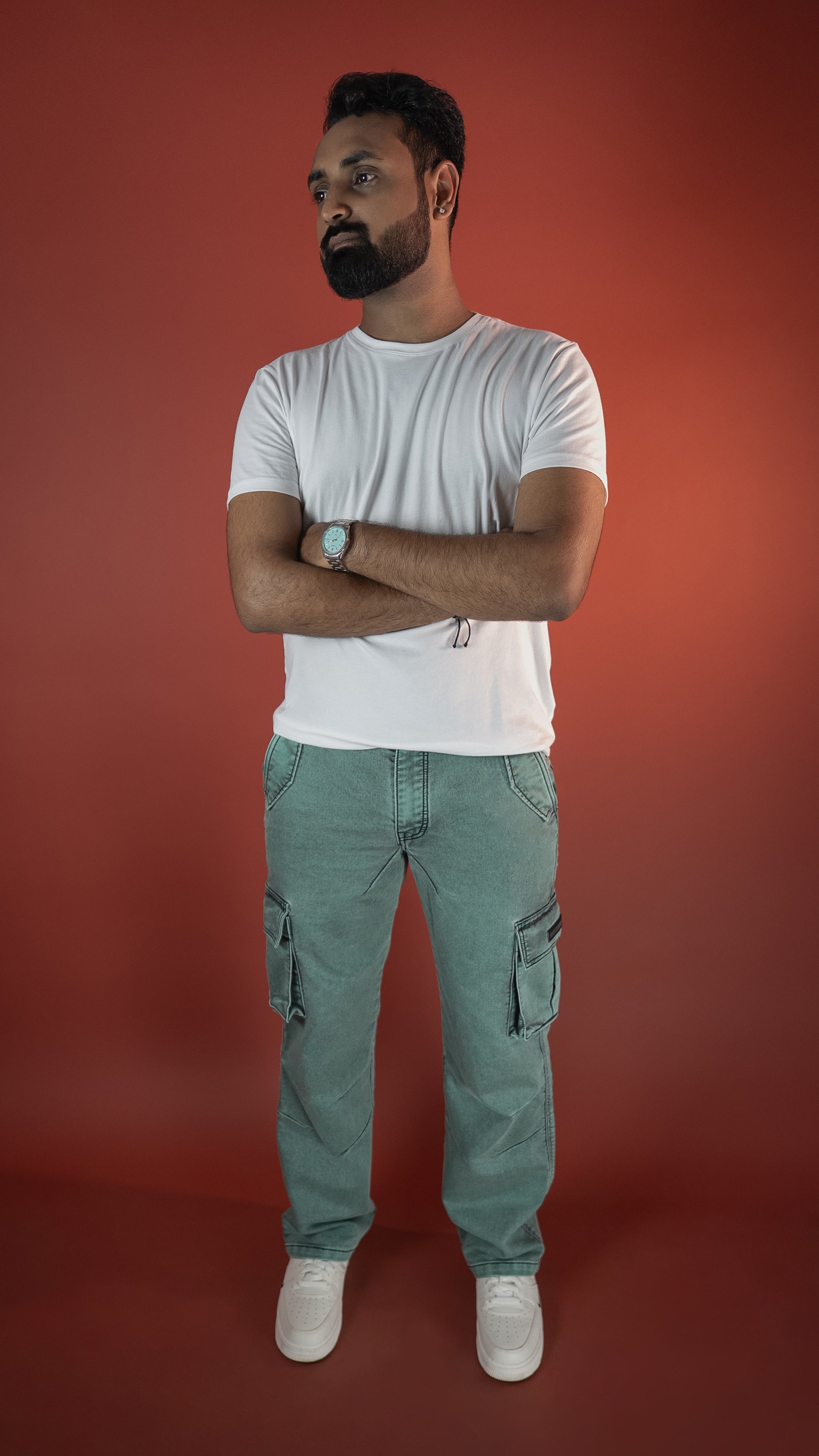 GREEN DENIM MEN'S CARGO