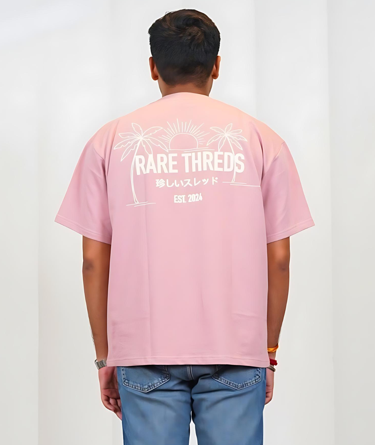 Pink Oversized Round Neck T-shirt