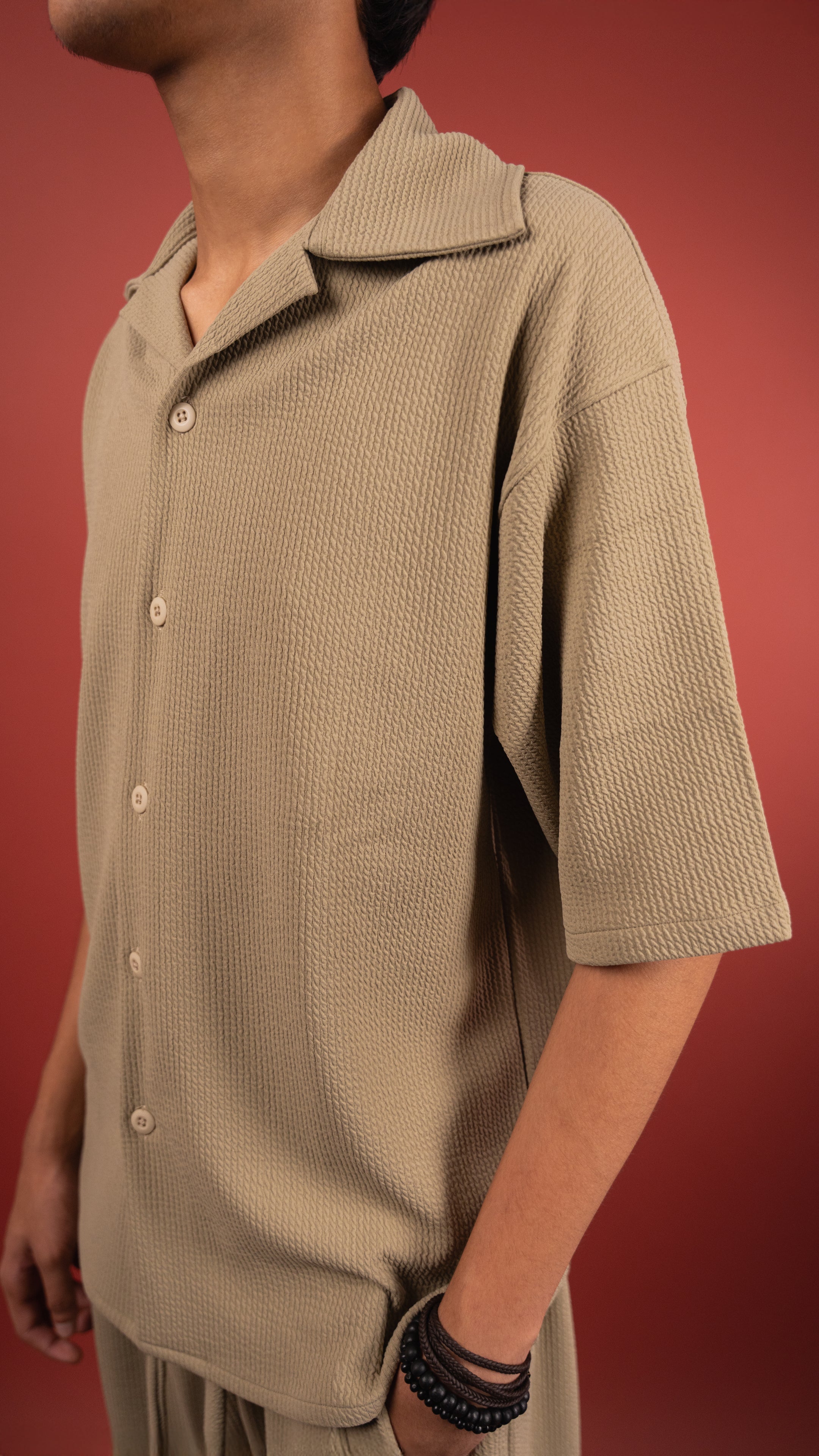 BEIGE CO-ORD SET MEN'S SHIRT