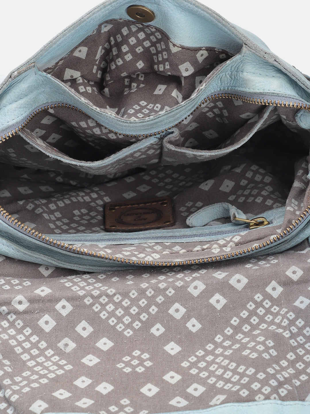 Azure Aster Elegance: Blue Leather Crossbody for Effortless Style
