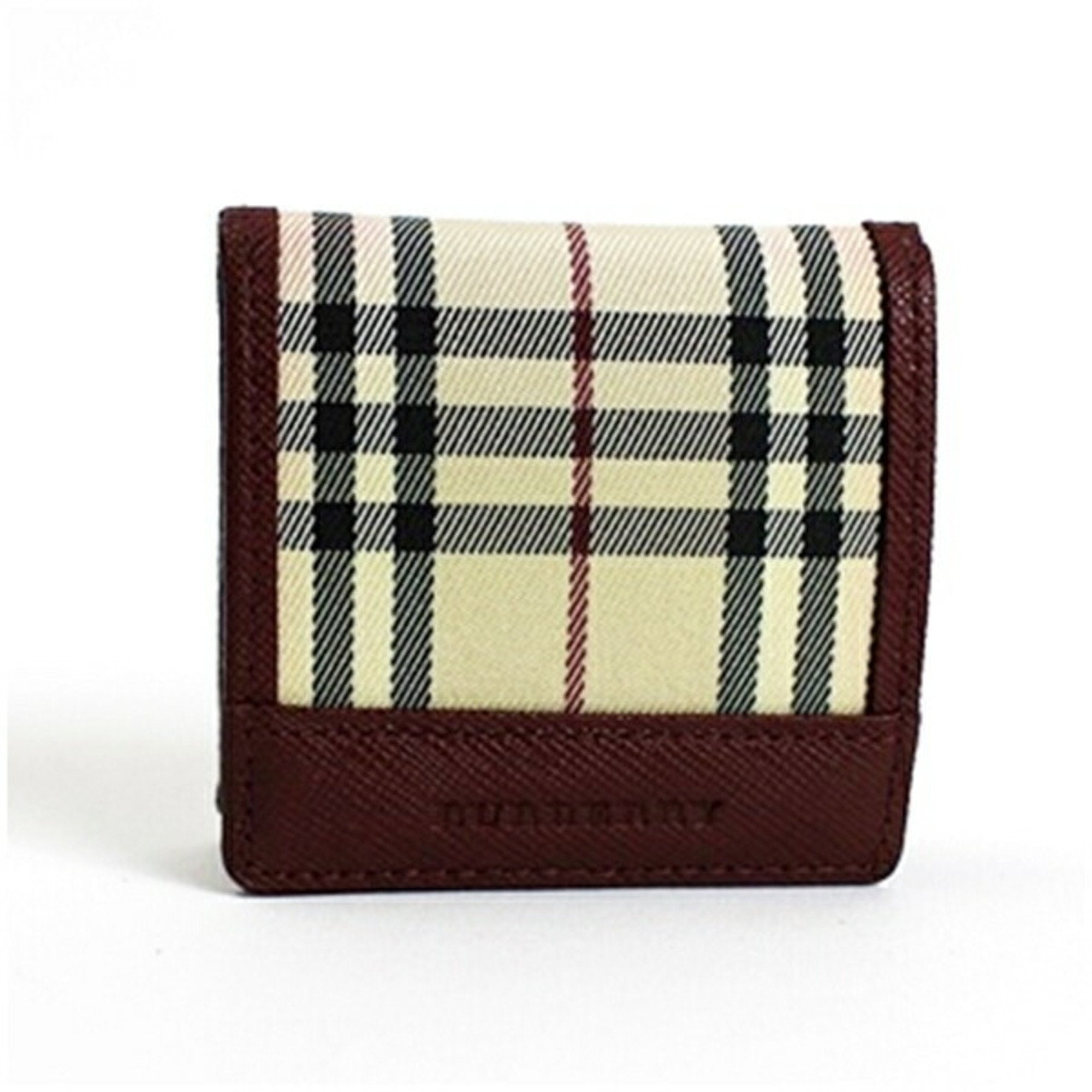 Burberry  Wine Canvas Leather Coin Purse/Coin Case (Pre-Owned)