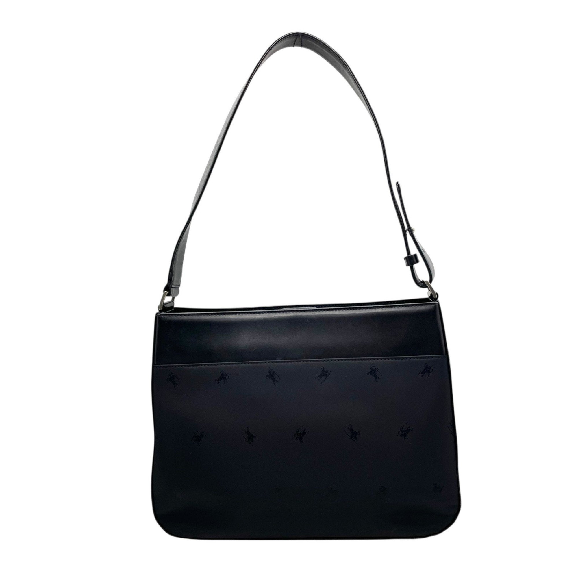 Burberry Nylon Leather Handbag Shoulder Bag (Pre-Owned)