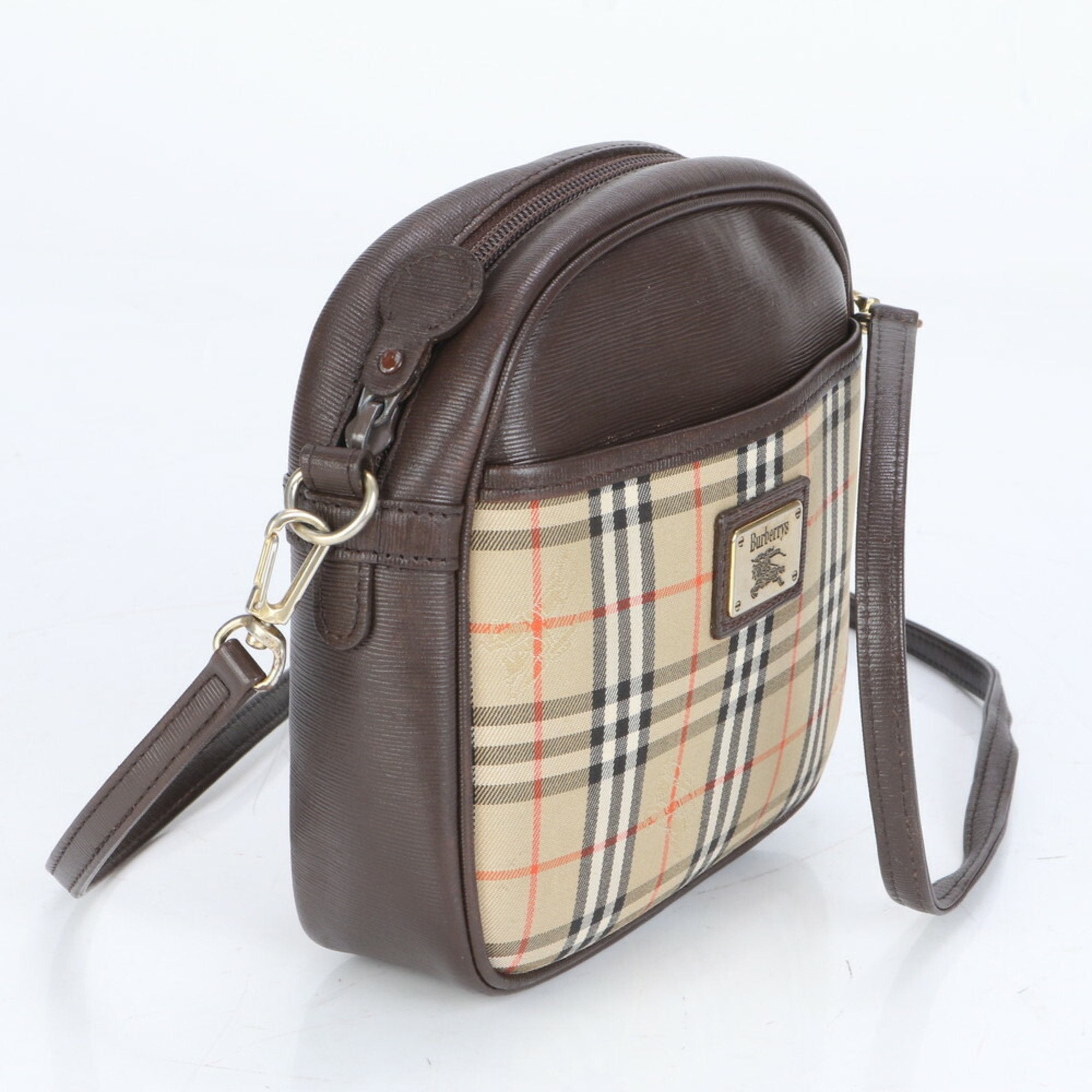 Burberry Leather Canvas Shoulder Bag Tote Bag (Pre-Owned)