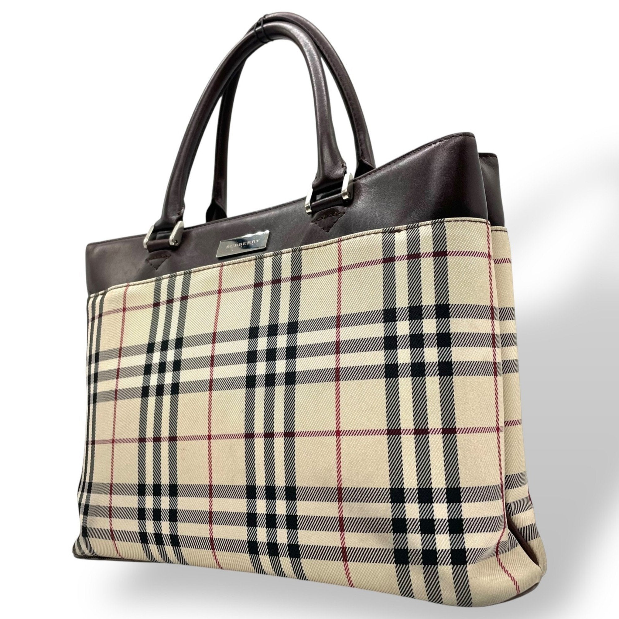 Burberry  Canvas Leather Handbag Tote Bag (Pre-Owned)