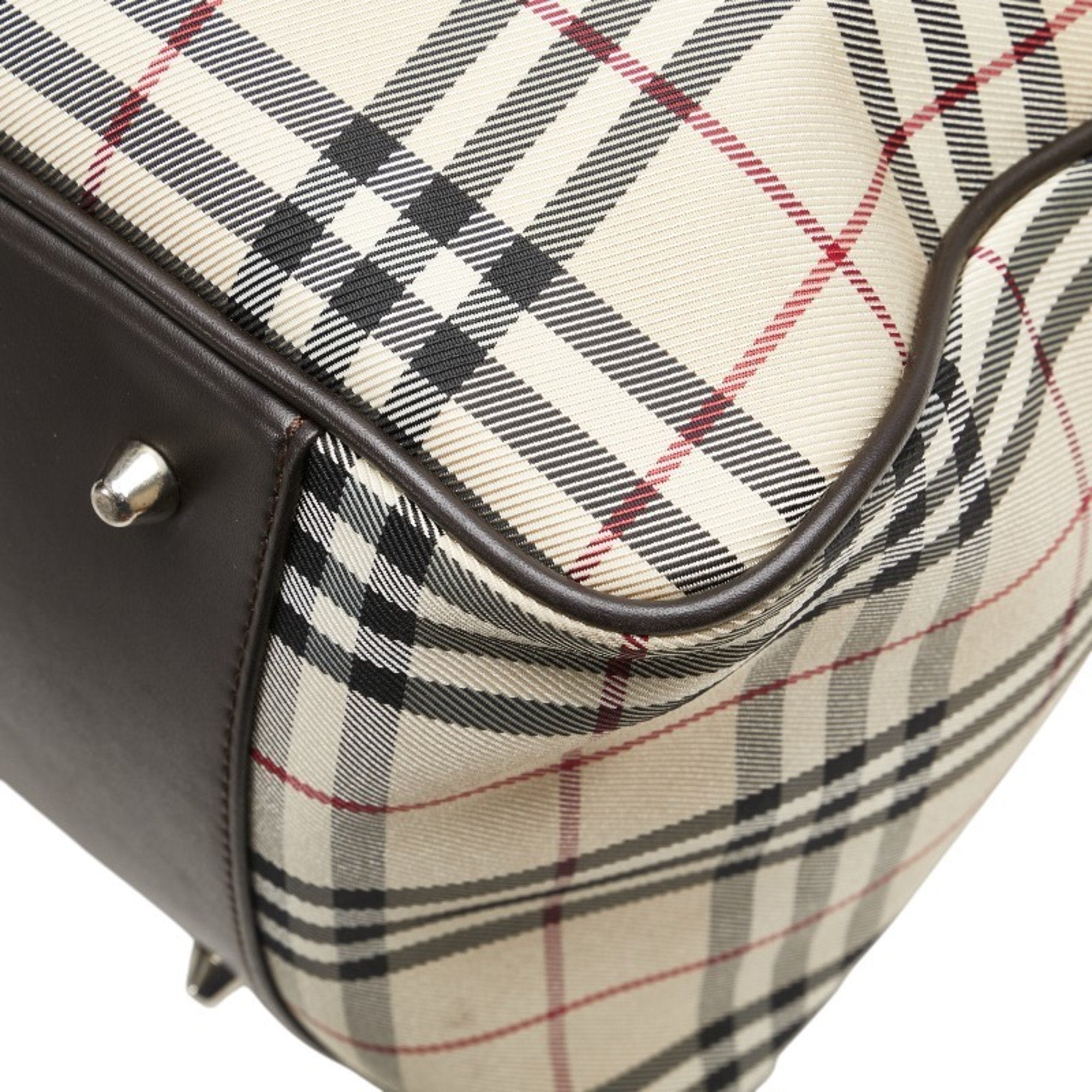 Burberry Canvas Leather Boston Bag Shoulder Bag (Pre-Owned)