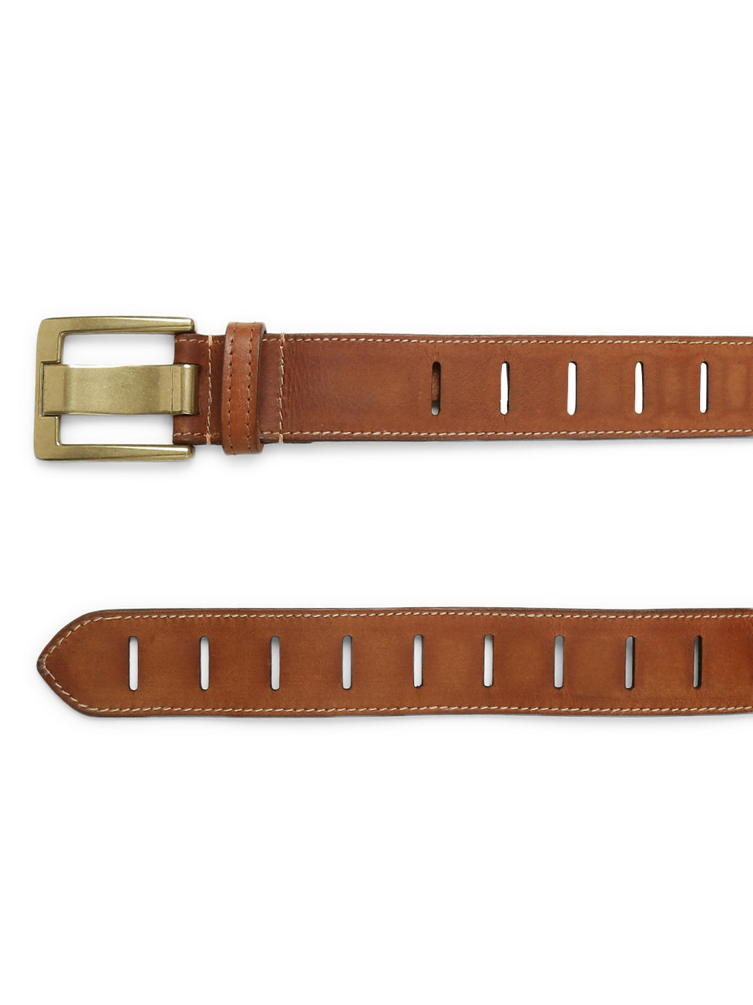 Tan Leather Laser-Cut Design Men's Belt by Art N Vintage