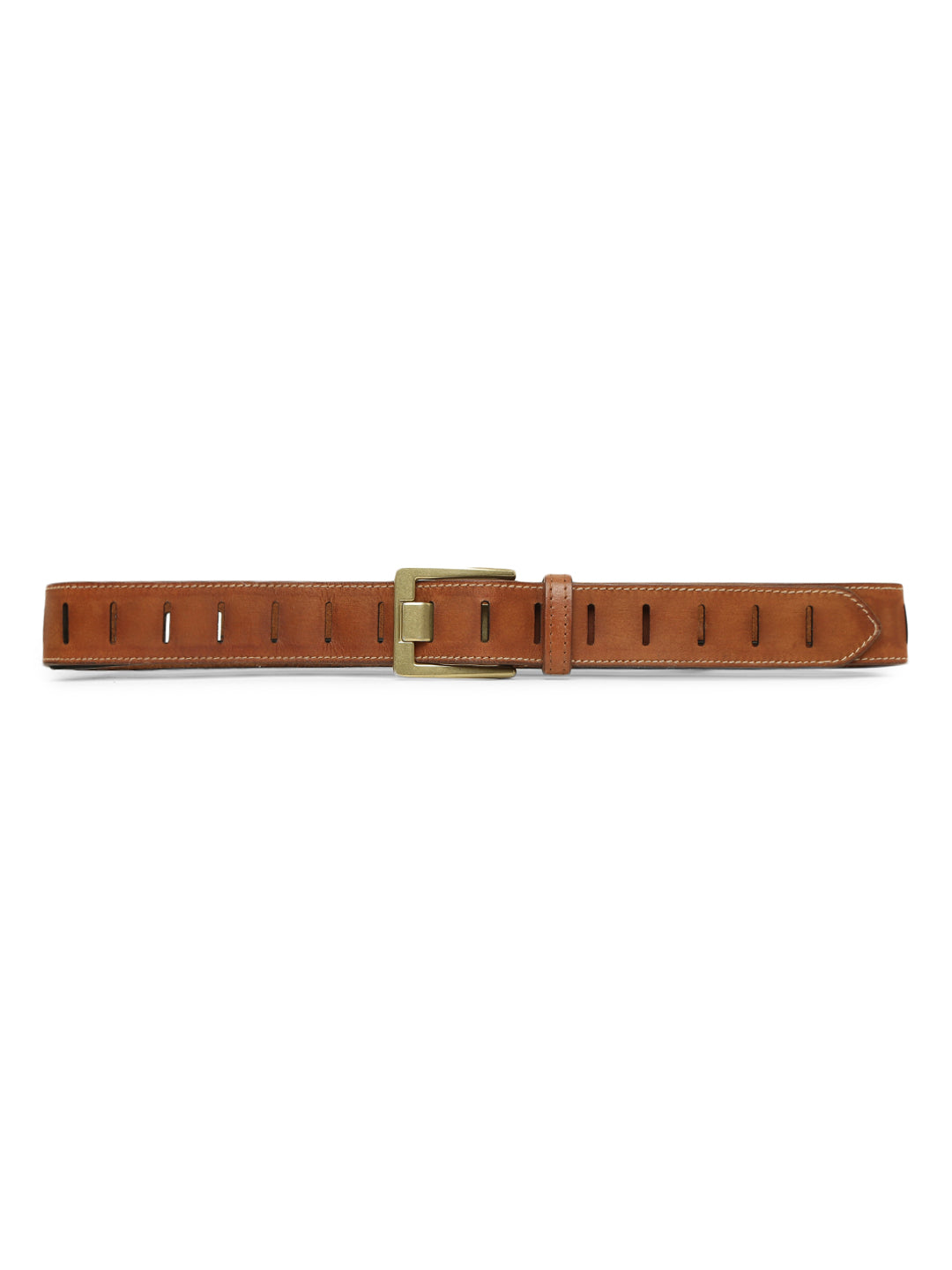 Tan Leather Laser-Cut Design Men's Belt by Art N Vintage