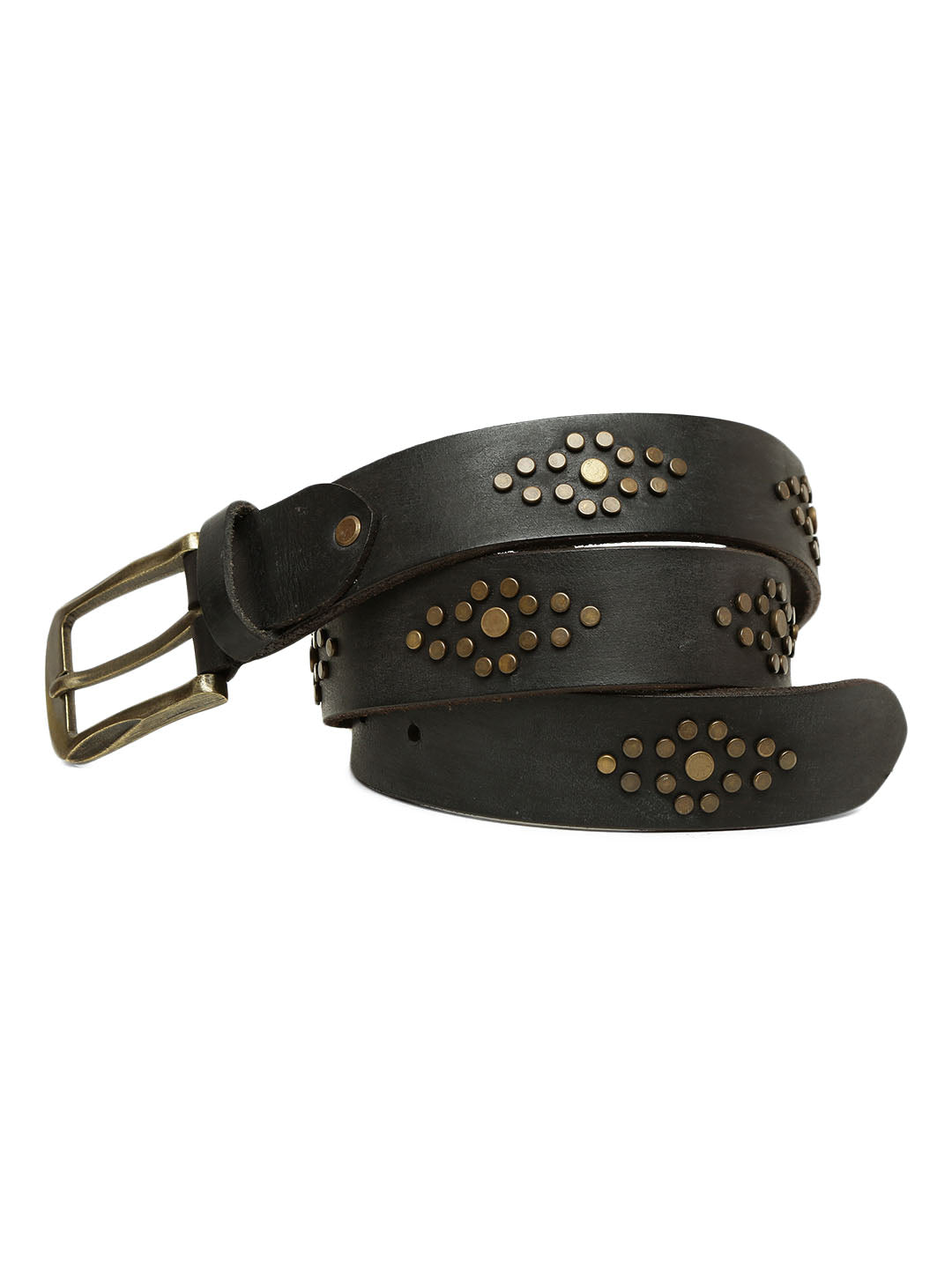 Black Studded Leather Belt By Art N Vintage