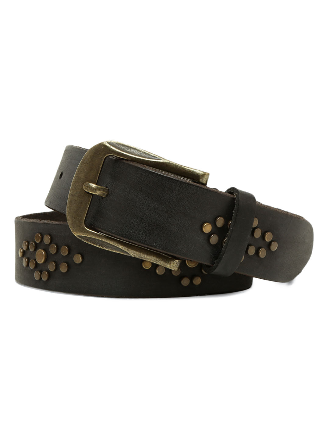 Black Studded Leather Belt By Art N Vintage