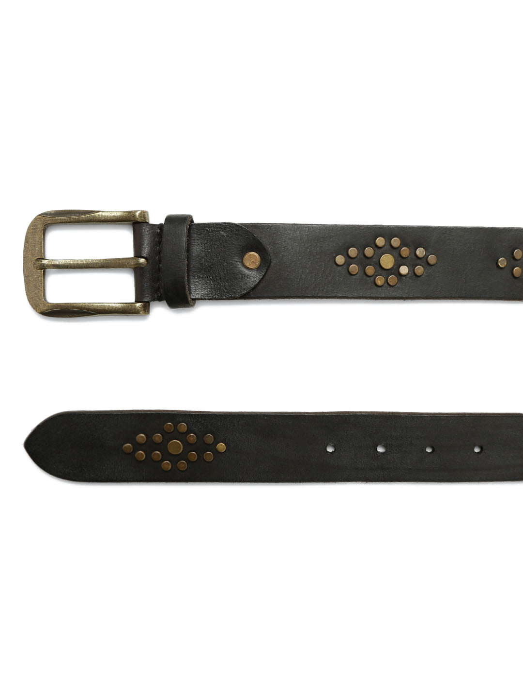 Black Studded Leather Belt By Art N Vintage