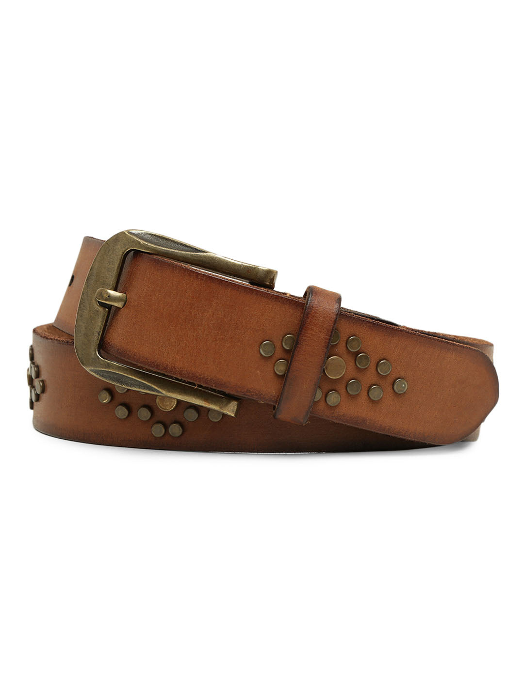 Cognac mens Studded Leather Belt By Art N Vintage