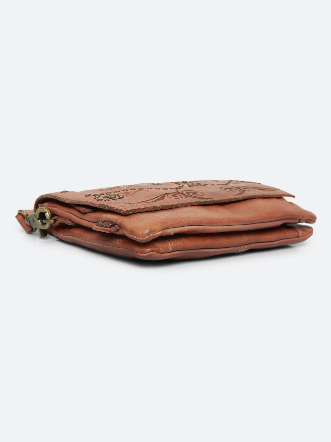 Teresa: Oak Leather Floral Laser Etched Crossbody Bag