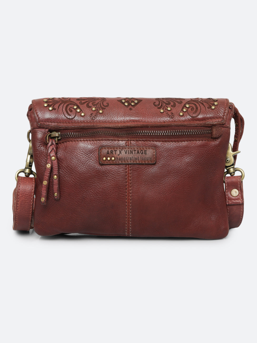 Teresa: Oak Leather Floral Laser Etched Crossbody Bag