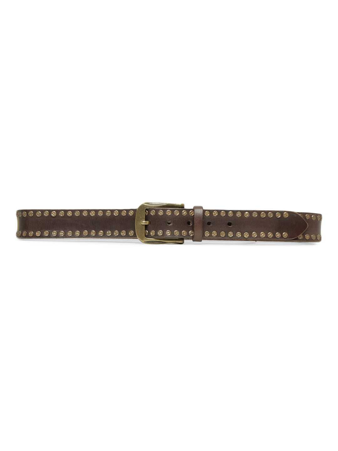 Rustic Rebel: Brown Genuine Leather Studded Men's Belt - Stylish & Durable byArt N Vintage