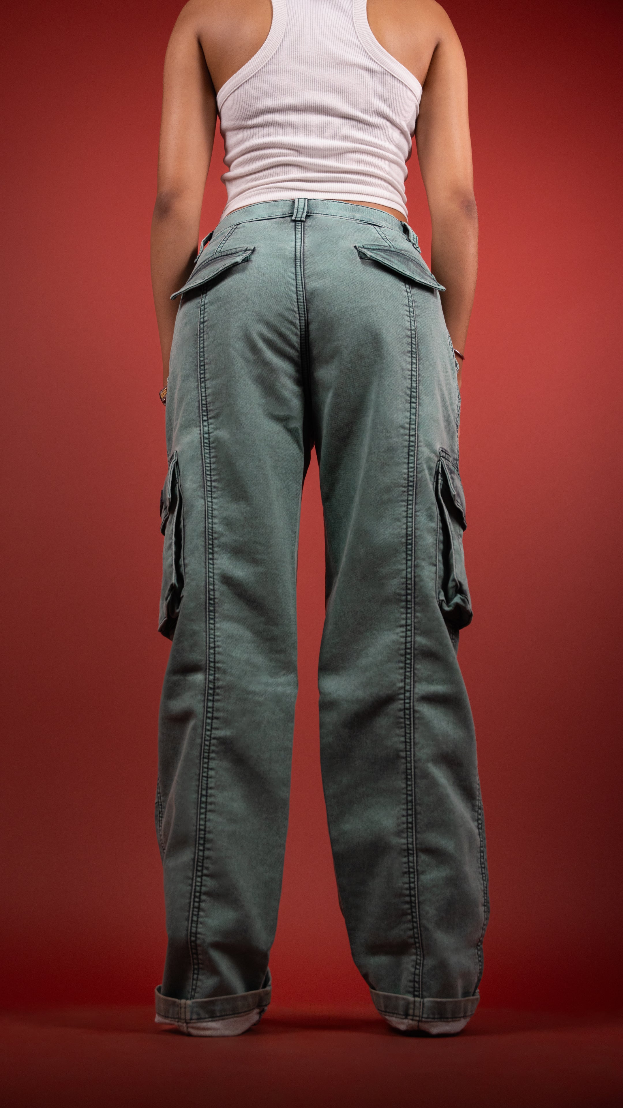 GREEN DENIM WOMEN'S CARGO