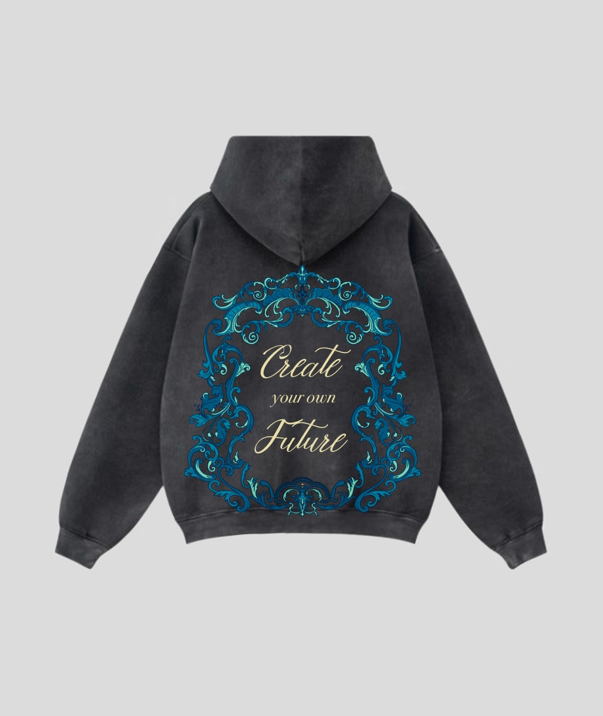 Acid-Wash Zip-Up Hoodie with Graphic Artwork