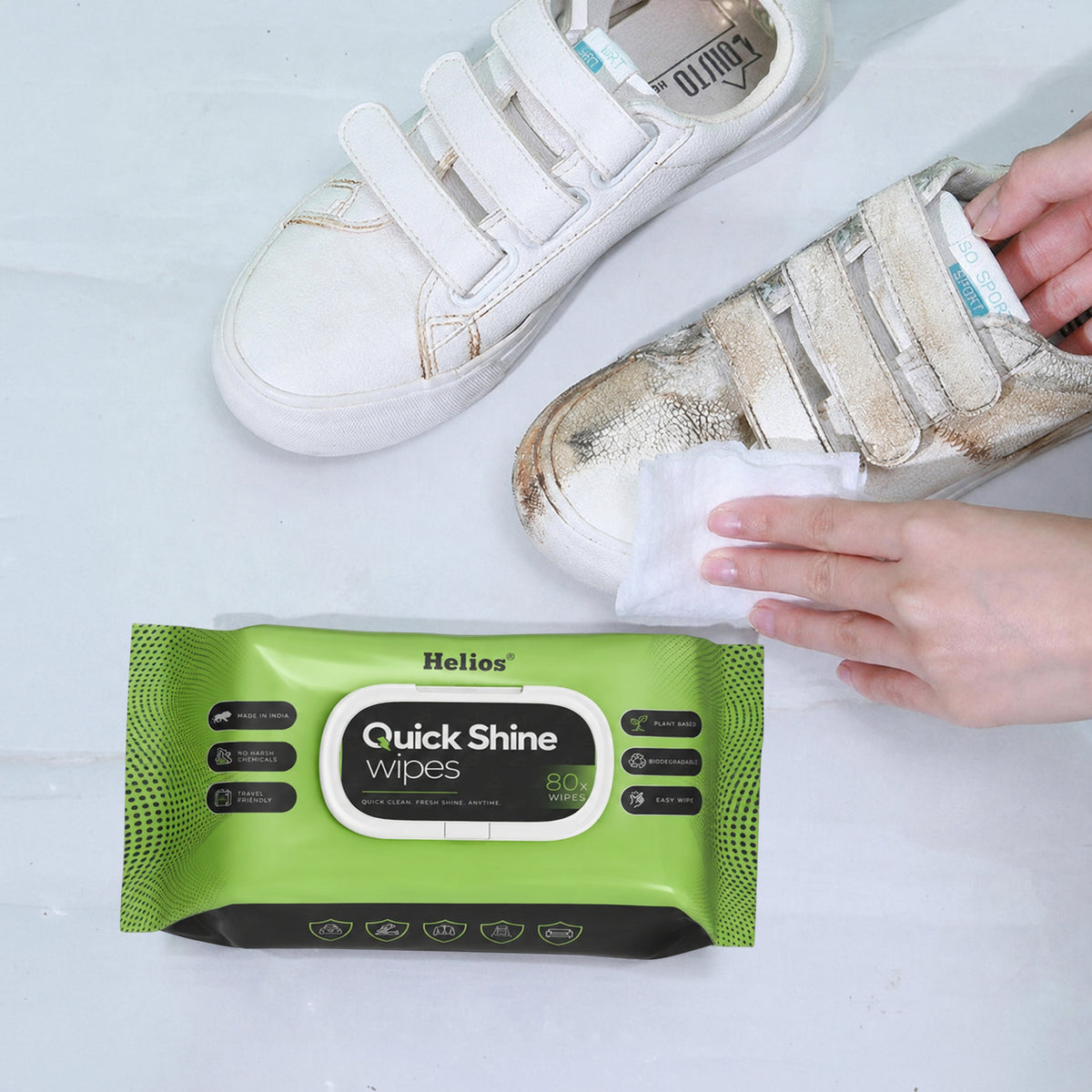 Helios Quick Shine Shoe Wipes Pack of 80