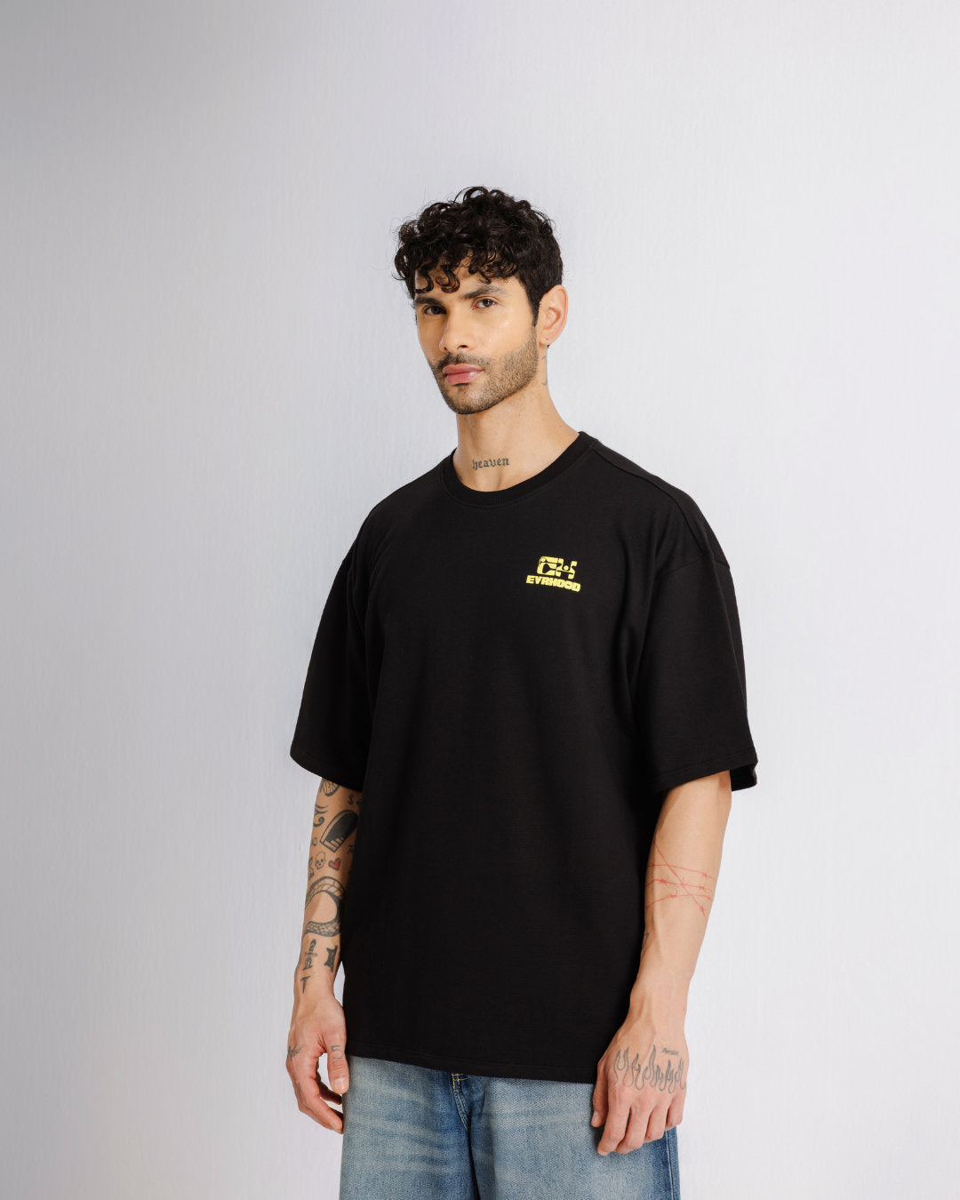 The Overthinker - Black - Evrhood oversized typographic t-shirt