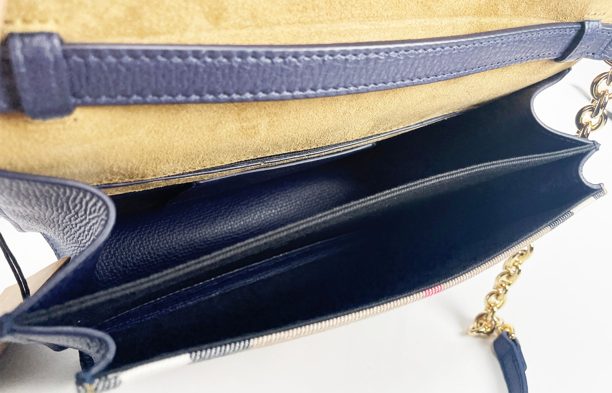 Burberry Macken Small Regency blue House Check Leather CrossbodyBag