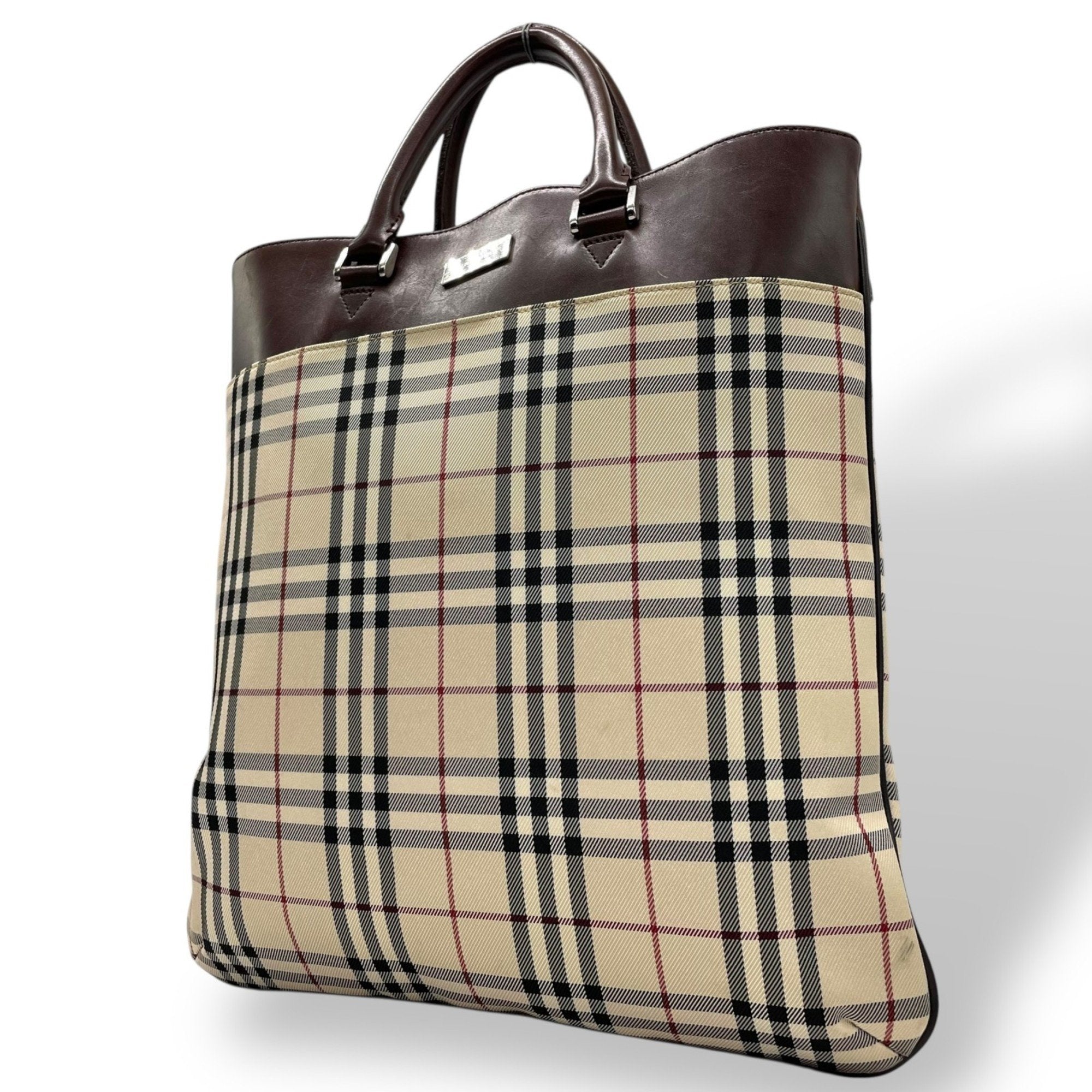 Burberry  Canvas Leather Handbag Tote Bag (Pre-Owned)