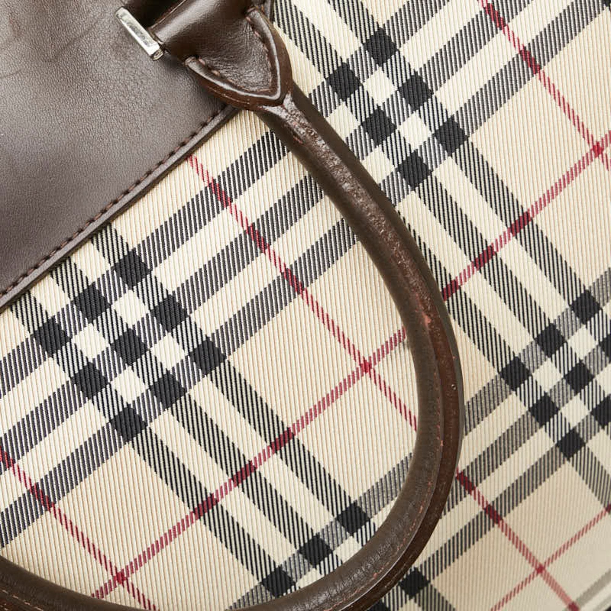 Burberry Canvas Leather Boston Bag Shoulder Bag (Pre-Owned)