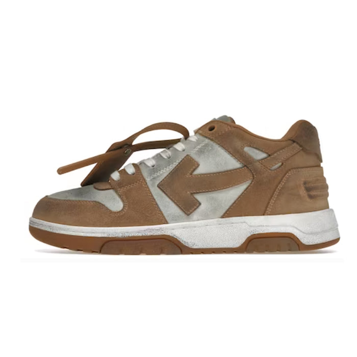 OFF-WHITE Out Of Office "OOO" Low Tops Distressed Brown White Available at Pick your kiicks.