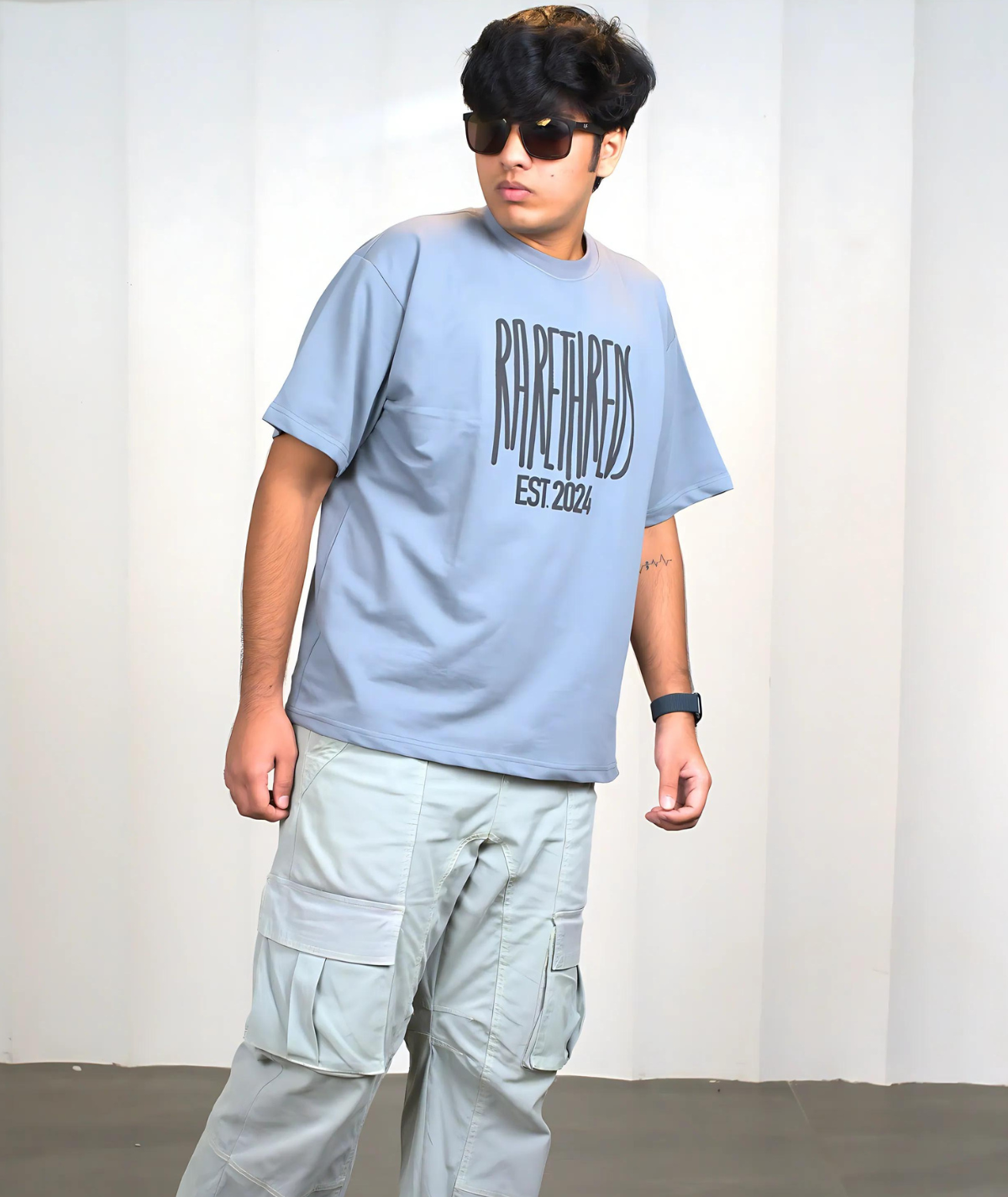 Grey Oversized Round Neck T-shirt