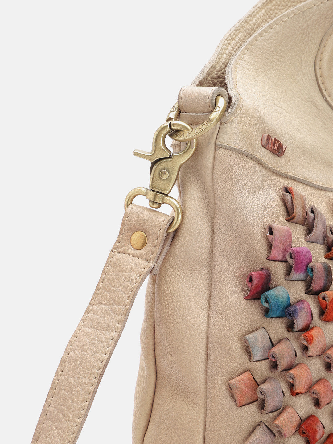 Art N Vintage Glory:  Beige Leather Crossbody & handbag
