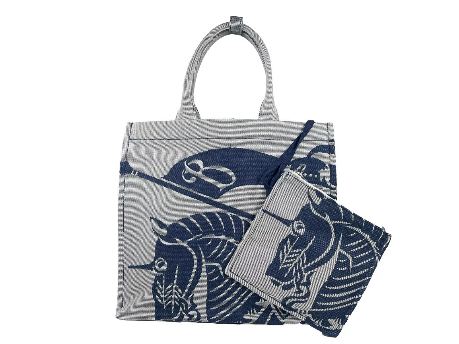 Burberry Navy EKD Canvas Tote Bag With Coin Women's Pouch
