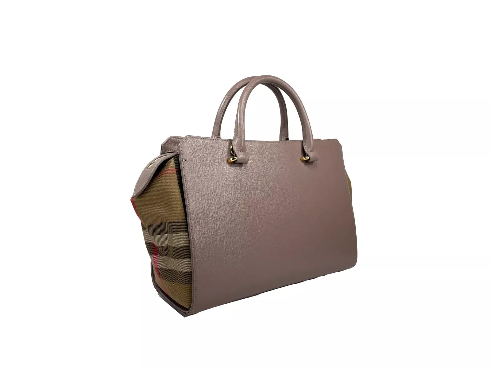 Burberry Small Banwell Leather Tote Bag Purse Women's Mink