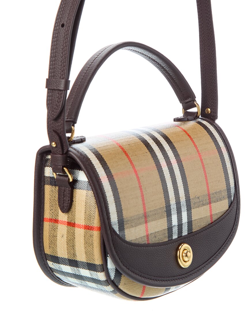 Burberry Highlands Check E-Canvas & Leather Shoulder Bag