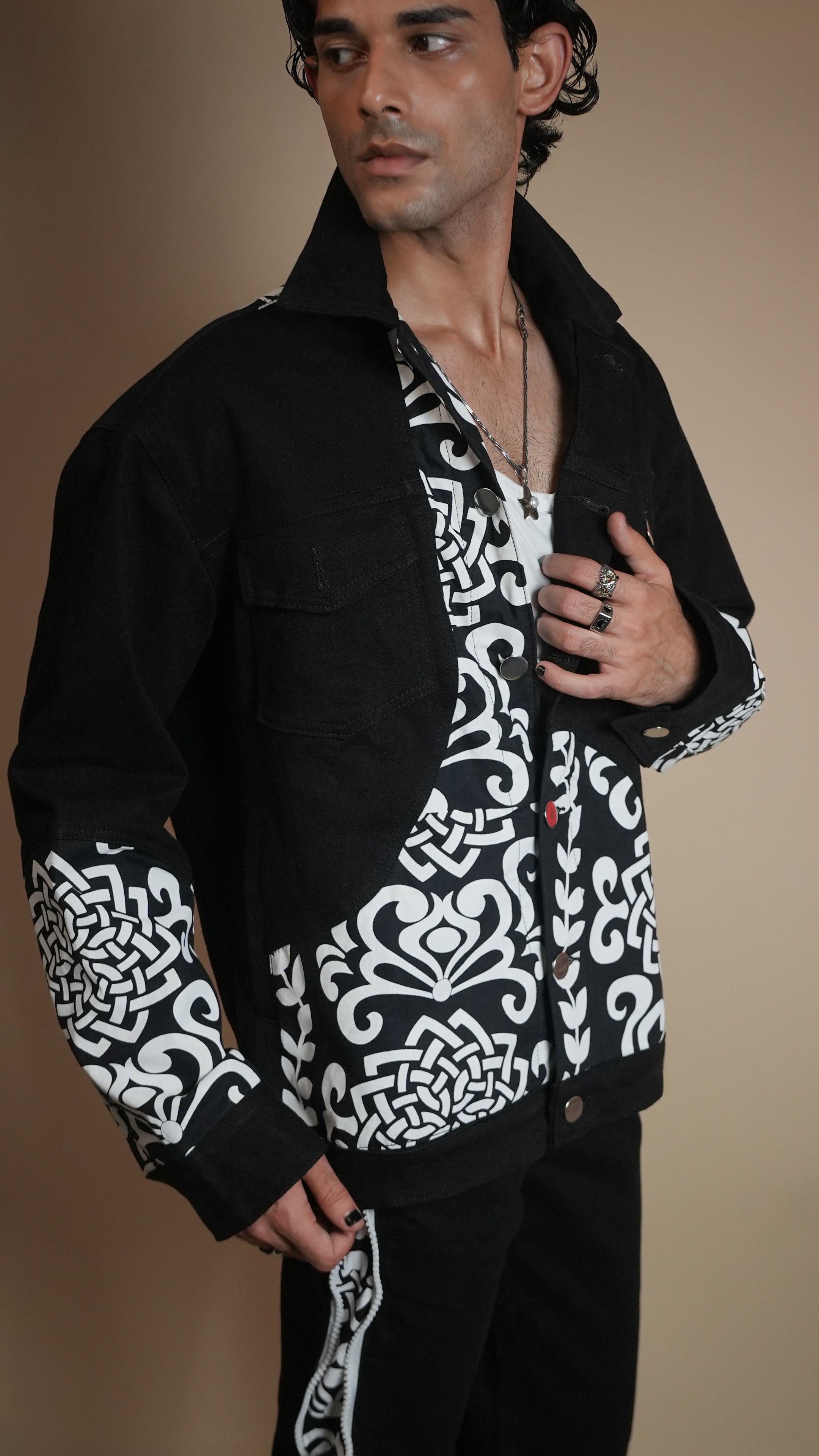 PATCHWORK DENIM BLACK MEN'S JACKET [50/50 LIMITED EDITION]