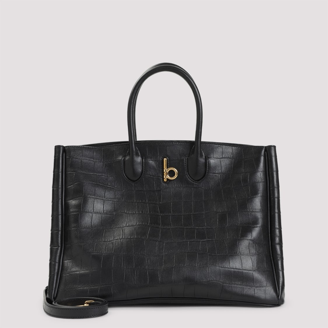Black Leather Rocking Horse Tote Bag