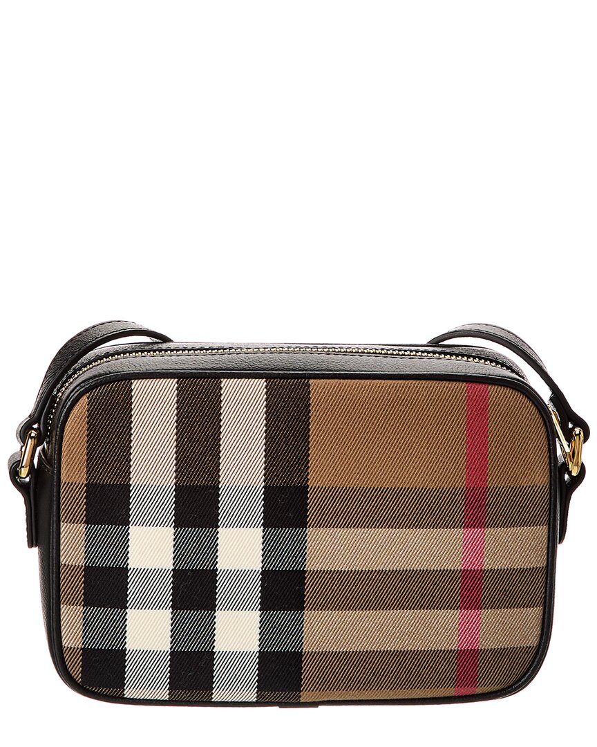 Burberry Check Canvas & Leather Camera Bag